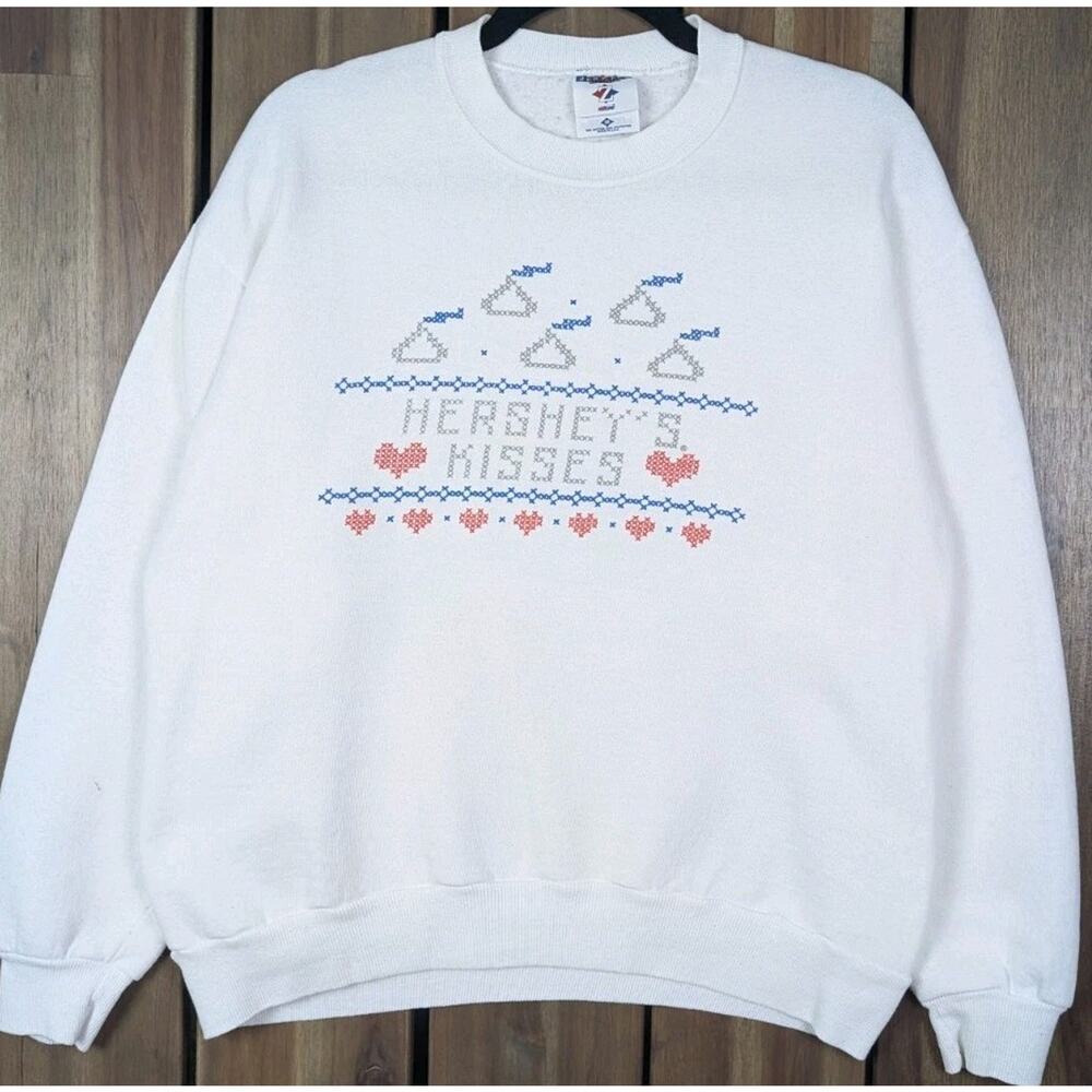 Hershey Kiss Vintage 90s Cute Grandma Snack Promo Crewneck Sweatshirt Medium - Picture 2 of 7